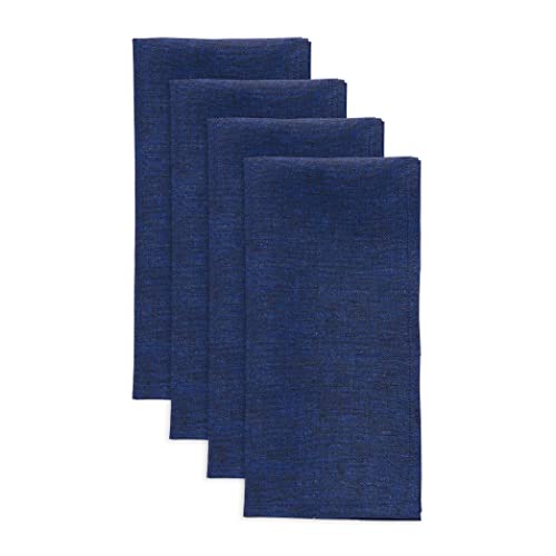Solino Home Linen Napkins Set of 4-100% Pure Linen Royal Blue Dinner Napkins Cloth 20 x 20 Inch - Athena, Handcrafted and Machine Washable - color: 09: Royal Blue, size: 20" x 20" (Set of 4)