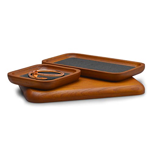 Oirlv Solid Wood Jewelry Display Tray Small Jewelry Tray Rings Earrings Bracelets Necklace Holder Organizer (Small, Grey) - color: Grey, size: 3.93"x 3.93"x 0.59"