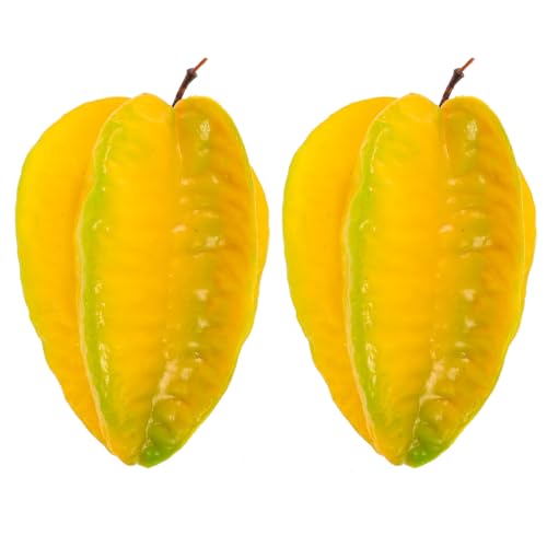 Simulated Starfruit Artificial Fruit Decoration 2pcs Plastic Fake Fruit Prop Photography Home Décor Model for Display and Window Styling