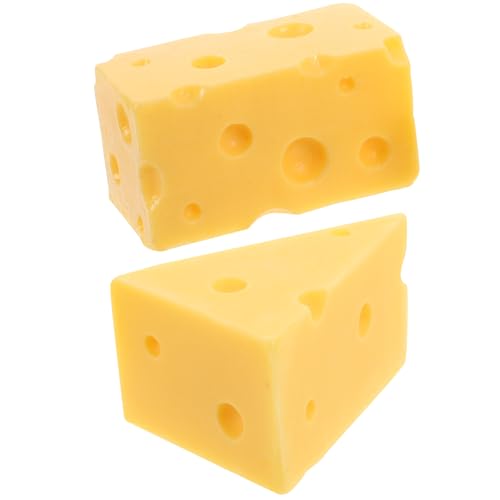 LUOZZY 2 Pcs Resin Cheese Mousse Cake Fake Cheese Model for Food Display Photo Props for Halloween Kitchen Decorations