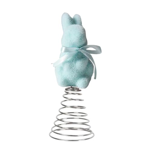 Bunny Tree Topper,Spring Festival Moss Rabbit Ornament - Flocking Bunny Topper,for Home Farmhouse Party Mantel Cabinet Porch Basket Gathering Celebration - color: Blue