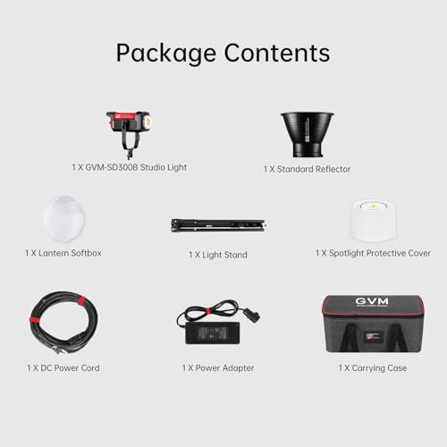 GVM 300W Photography Lighting Bi-Color Video Light with Bowens Mount Lantern Softbox and Stand CRI 97+ CCT 2700K~6800K 12 Lighting Scenes App Control Studio Lights for Photography - color: softbox