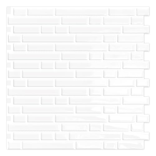Yipscazo 10 Sheets Peel and Stick Backsplash for Kitchen,12''x12'' Waterproof Stick on Backsplash Smart Tiles for Bathroom,Removable Self Adhesive Wall Tiles (White Washed) - color: White Washed