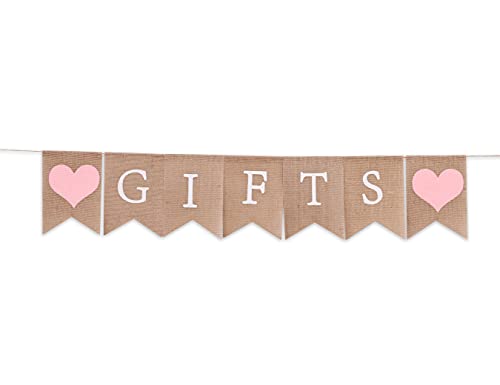 Gifts Banner for 1st Birthday - Gifts Burlap Bunting, Bridal Shower Decorations, Baby Shower Decor, Country Bridal Shower,Photo Prop