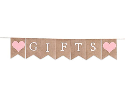 Gifts Banner for 1st Birthday - Gifts Burlap Bunting, Bridal Shower Decorations, Baby Shower Decor, Country Bridal Shower,Photo Prop