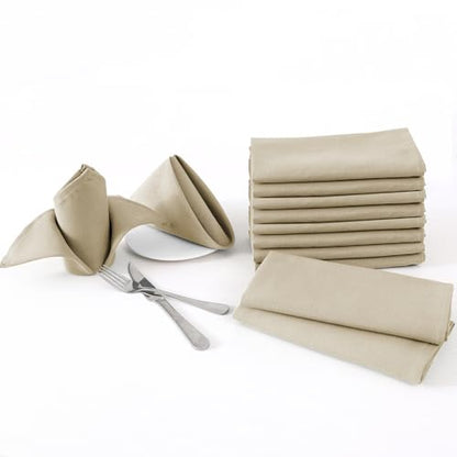 H.VERSAILTEX Cloth Napkins Set of 12 (18" X 18") Linen Textured Dinner Napkins Waterproof Extra Soft Thick Durable Reusable Napkins with Hemmed Edges for Dinners, Weddings and Everyday Use, Taupe - color: Taupe, size: 18" x 18" (Square)