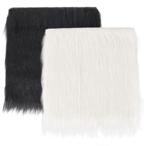 CREATCABIN 2 Packs Small Square Black White Faux Fur Sheepskin Cushion Fluffy Plush Area Rug Small Product Fur Photo Background 12’’ Luxury Photo Props for Tabletop Photography Jewelry Nail Art Decor - style: Black & White