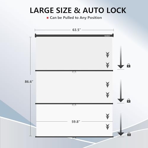 RAUBAY Retractable Pull Down White Screen Backdrop - 59.8" x 86.6" Collapsible Wall-Mount Background for Professional Video Production, Photography, TikTok and Video Conferencing - color: White, size: Standard(59.8 x 86.6in)