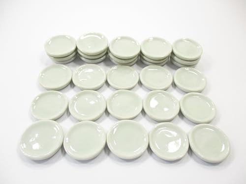 20x20mm White Round Plate Dish Dollhouse Miniature Ceramic Food Supply 12995