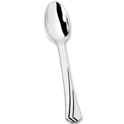 Plastic Cutlery Silverware Heavyweight Disposable Flatware, Plastic Cutlery Like Silver Combo Pack 144 pieces - 36 of each Fork, Knife, Teaspoon, Soup spoon