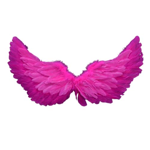 Fairy Wings Angel Feather Wings with Elastic Straps Costume Cosplay Photography Props Halloween Supplies - color: Rose Red, size: 23.62"X7.87"