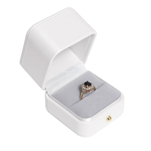 Velvet Ring Gift Box, Small Jewelry Earring Studs Holder Case for Wedding Day, Proposal, Engagement, Anniversary, Ring Display Storage Box for Women Girl (White S) - color: White S