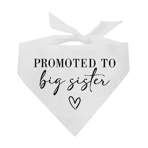 Promoted to Big Sister Dog Bandana | 100% Cotton | Pregnancy Announcement Photoshoot Prop | New Baby Made in USA | Assorted Colors & Sizes (692) (White, X-Small) GB - color: White, size: X-Small