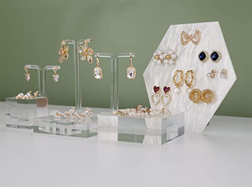 Transparent earring display riser, clear acrylic display jewelry risers, small ring holder tray risers for decor【3.15 L x3.15 W x1.18 H inch】 - size: 3.15 L X3.15 W X1.18 H Inch