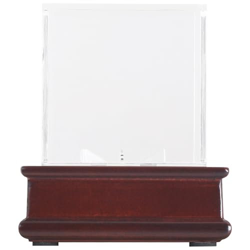 DisplayGifts Baseball Display Case Wooden Lacrosse Ball Stand 98% UV High Protection All-Sides Closure Cube for a Home Run or Autographed Ball Cherry Finish Bottom - color: Cherry