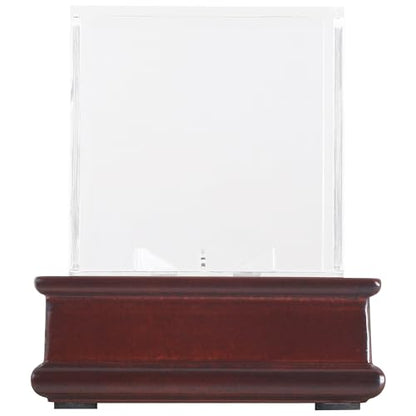 DisplayGifts Baseball Display Case Wooden Lacrosse Ball Stand 98% UV High Protection All-Sides Closure Cube for a Home Run or Autographed Ball Cherry Finish Bottom - color: Cherry
