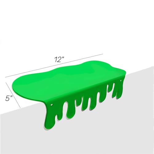 SetGame 2-Pack Acrylic Small Wall Shelves - 12 Inch Floating Shelf for Walls, Home Wall Display Ledges for Storage, Room Décor, Small Album & Items Organizer Display Dripping Wall Decor - color: Green, size: 12 Inch