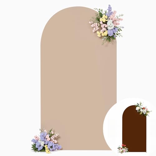 Wedding Arch Backdrop Cover, 6FT Nude Brown Arch Cover Stretchy Backdrops, Double-Sided Arch Stand Covers for Wedding Ceremony, Baby Shower, Birthday Party Decoration - color: Nude+Brown, size: 6FT