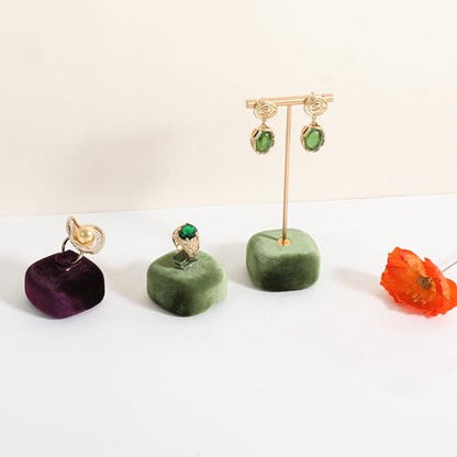 Cute Single Ring Holder for selling, Velvet Ring Display Stand for Jewelry Show, Jewelry Storage Display【Green】 - color: Green