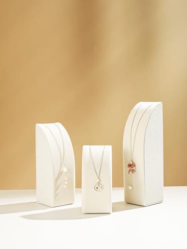 3Pcs/Set Necklace Holder Organizer Velvet Jewelry Display Stand For Selling Pandent Chain Necklace Rack for Show (Beige Velvet) - color: Beige Velvet