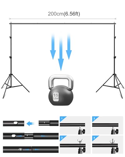Photo Backdrop Stand, PULUZ Adjustable Photography Backdrop Support Kit 6.56 * 6.56ft Studio Backdrop Stand with 4 Backdrop Clamps and Carry Bag for Parties, Photoshoot & Wedding Photography