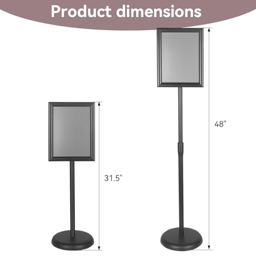 YDisplay Sign Holder Stand 8.5×11inches Floor Sign Stands Display with Base Height Adjustable Both Landscape Or Portrait Displayed,Black - size: 8.5×11inches,2pack