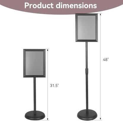 YDisplay Sign Holder Stand 8.5×11inches Floor Sign Stands Display with Base Height Adjustable Both Landscape Or Portrait Displayed,Black - size: 8.5×11inches,2pack