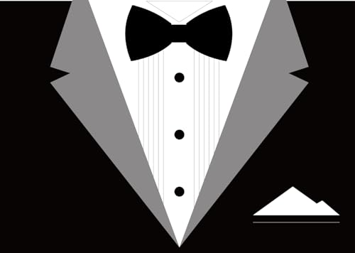BELECO 12x8ft Fabric Gentleman Tuxedo Backdrop Black and White Bow Tie Suit Background Luxury Birthday Dinner Party Decor Banner Boy Men Father Bridegroom Photoshoot Studio Booth Props - size: 12x8FT