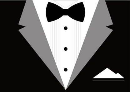 BELECO 10x6.5ft Fabric Gentleman Tuxedo Backdrop Black and White Bow Tie Suit Background Luxury Birthday Dinner Party Decor Banner Boy Men Father Bridegroom Photoshoot Studio Booth Props - size: 10x6.5FT