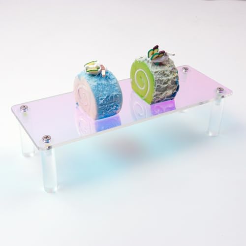 MY MIRONEY 2PCS Acrylic Display Stand Iridescent Display Shelf Figurines Organizer Cupcakes Holder for Cake Food Desserts Figurines Collectibles Perfume Jewelry Makeup(7.87" x 2.95" x 1.97") - size: 7.87" x 2.95" x 1.97"