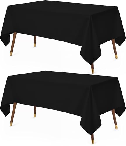Utopia Kitchen Rectangle Table Cloth 2 Pack(90x132 Inches, Black), Tablecloth Machine Washable, Polyester Table Cover for Dining, Buffet Parties, Picnics, Events, Weddings and Restaurants - color: Black, size: 2 Pack 90x132 Inch Tablecloth