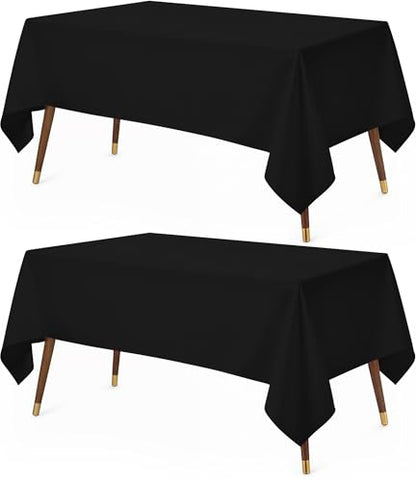 Utopia Kitchen Rectangle Table Cloth 2 Pack(90x132 Inches, Black), Tablecloth Machine Washable, Polyester Table Cover for Dining, Buffet Parties, Picnics, Events, Weddings and Restaurants - color: Black, size: 2 Pack 90x132 Inch Tablecloth