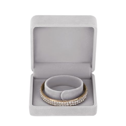 LETURE 4 Pieces Classic Velvet Bracelet Bangle Pendant Necklace Gift Box, Travel Jewelry Box Display Storage Case for Gift, Wedding, Engagement, Proposal, Birthday (4PCS Bracelet-GREY) - color: 4PCS Bracelet-GREY