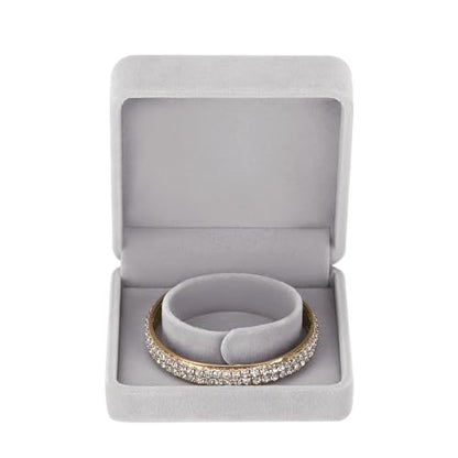 LETURE 4 Pieces Classic Velvet Bracelet Bangle Pendant Necklace Gift Box, Travel Jewelry Box Display Storage Case for Gift, Wedding, Engagement, Proposal, Birthday (4PCS Bracelet-GREY) - color: 4PCS Bracelet-GREY