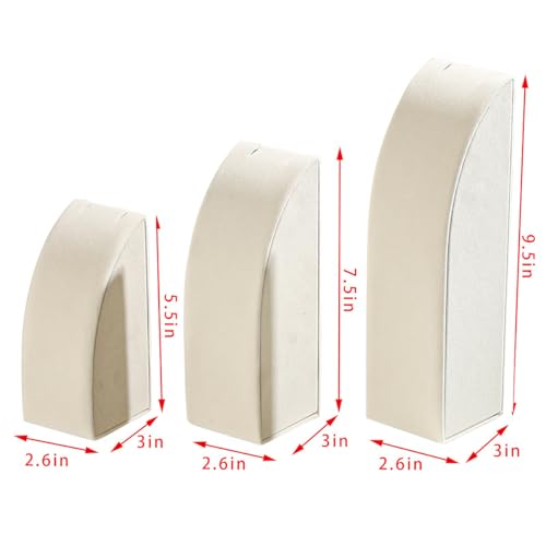 3Pcs/Set Necklace Holder Organizer Velvet Jewelry Display Stand For Selling Pandent Chain Necklace Rack for Show (Beige Velvet) - color: Beige Velvet