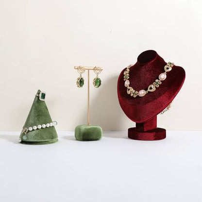 Velvet Earring T Bar Stand Jewelry Display, Earring Display Holder for Selling, Jewelry Storage Organizer【Green】 - color: Green