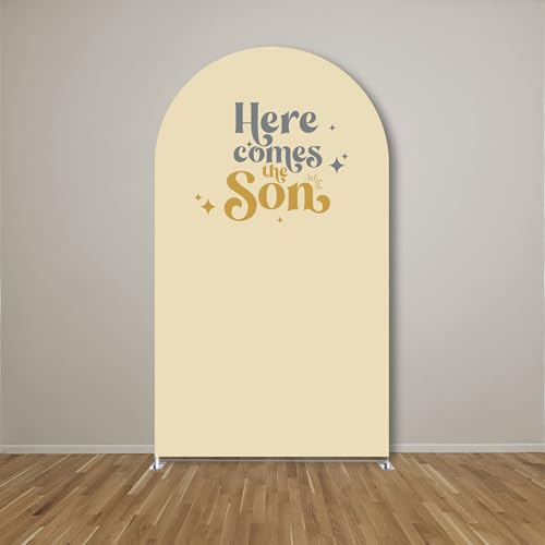 Arch Backdrop Cover Here Comes The Son Baby Shower Double-Sided Arch Spandex Cover Sun Sunrise Rainbows Birthday Party Fiesta Decorations Supplies (3X5ft,G-3845) - color: G-3845, size: 3X5ft