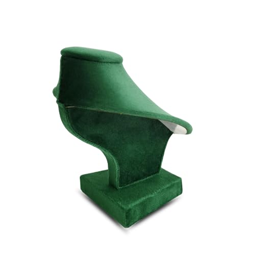 Mini Pendant Jewelry Display Stand Bust White PU Holder Black Velvet Mannequin Necklace Stand Wooden Portrait Model 12cm (Green) - color: Green