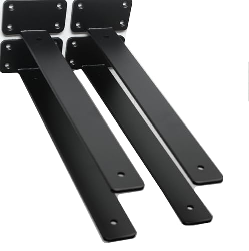 4 Pack - 14 inch Black Hidden L Shelf Bracket (1/5 Inch Thicked) Iron Floating Shelf Brackets Rustic Industrial Metal Brackets for Shelf Support - size: 14 Inch, style: Black 4 Pack