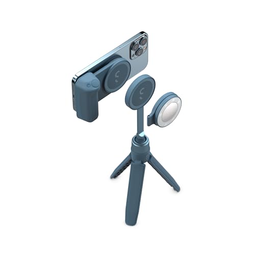 ShiftCam SnapGrip Creator Kit for Content Creators – Includes SnapGrip, SnapLight, Tripod SnapPod – Vlogging Kit for iPhone & Android – Magnetic Mount | Blue Jay - color: Blue Jay