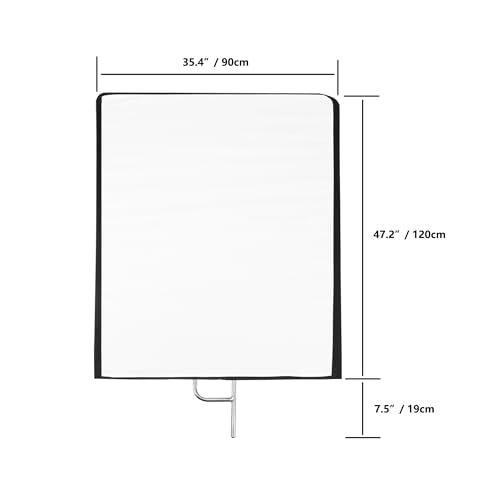 Photography Light Reflector Flag Kit, 35x47inches/90x120cm, 4-in-1 Gold/Silver/Black/White Diffuser and Translucent Diffuser, Foldable Stainless Steel Frame