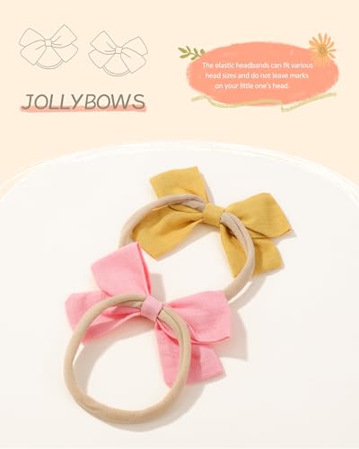 jollybows 20pcs Baby Girls Nylon Hair Bows Headbands Linen Hair Bands Elastic Hair Accessories for Kids Infants Newborn - color: 1- 20PCS baby bows