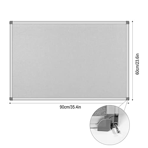 36x24-Inch Gray Felt Bulletin Board with Silver Aluminum Frame – Perfect for Home, Office, and Classroom - size: 24 x 36 inch