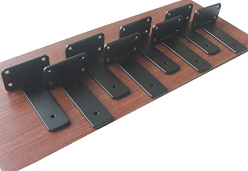 2 Pack - 5 inch Black Hidden L Shelf Bracket (1/5 Inch Thicked) Iron Floating Shelf Brackets Rustic Industrial Metal Brackets for Shelf Support - size: 5 Inch, style: Black 2 Pack