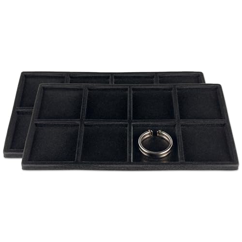 TheDisplayGuys For Your Modern Living 2-Pack 8-Compartments Flocked Velvet Jewelry Display Inserts - Tray/Case Liners - Ring Earrings Storage, (Black) by The Display Guys - color: Black, size: Compartments - 8