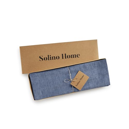 Solino Home Linen Cloth Placemats Set of 4-100% Pure Linen Blue Denim Placemats 14 x 19 Inch for Spring, Summer - Athena - color: 07: Blue Denim, size: 14" X 19" (Set of 4)