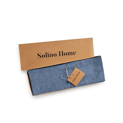 Solino Home Linen Cloth Placemats Set of 4-100% Pure Linen Blue Denim Placemats 14 x 19 Inch for Spring, Summer - Athena - color: 07: Blue Denim, size: 14" X 19" (Set of 4)