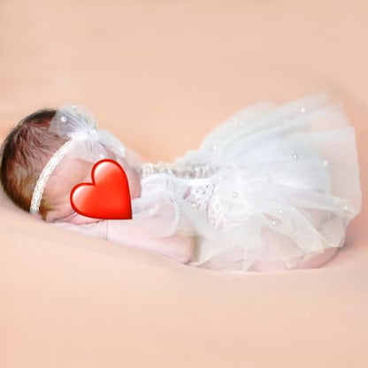 BLUETOP Cute Newborn Photography Outfits Boys Girls Baby Costume Set - style: 03 White Pearl Lace Rompers