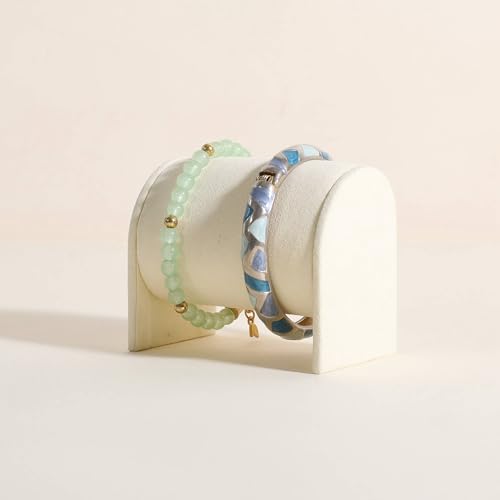 Beige Bracelet storage organizer for boutique store, Velvet watch display stand for selling, Woman jewelry bangle holder for countertop home decor【Bracelet holder-Beige】 - color: Beige