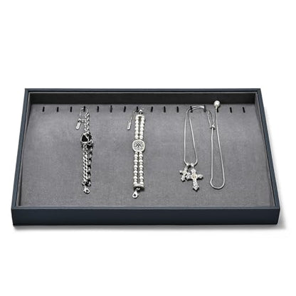 Grey Microfiber Jewelry Display Tray for Necklace Chain Bracelet Grey Jewelry Organizer Display Tray - size: 16 Slot